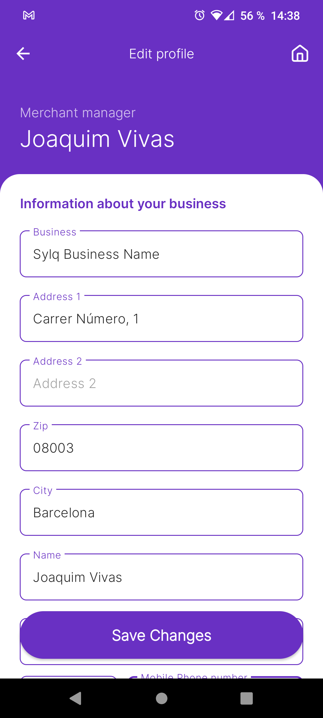 Sylq Merchant My Business - Preferences